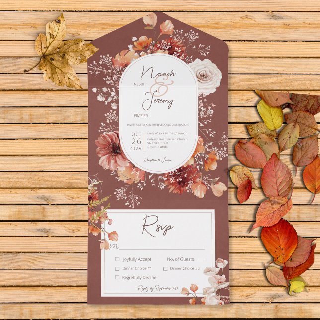 Boho Burnt Orange Rust Fall Janta Floral (Criador carregado)