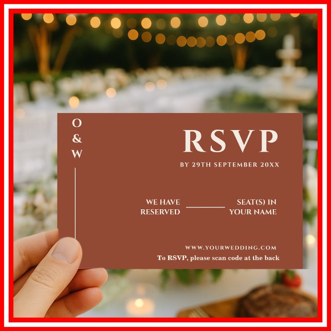 Boho Burnt Orange Terracotta Rustic Weding RSVP (Criador carregado)