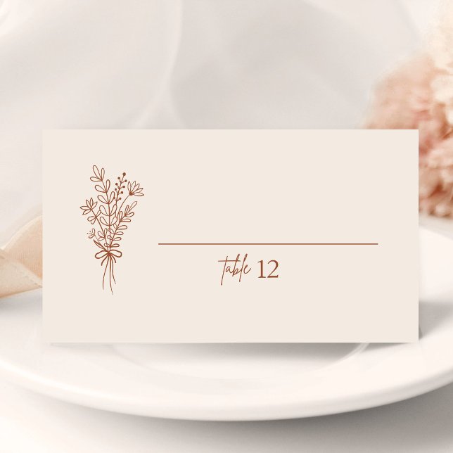 Boho Burnt Orange Wedding Place Card (Criador carregado)