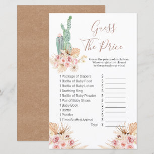 Boho Cactus Pink Floral Adivinha o Jogo do Preço