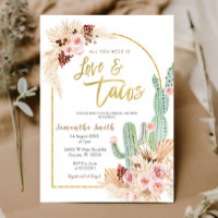 Boho Cactus Taco sobre o convite ao Chá de panela