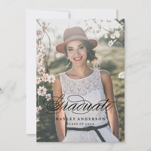 BOHO CALLIGRAHY GRADUAÇÃO CONVITE DE GRADUAÇÃO, ro (Frente)