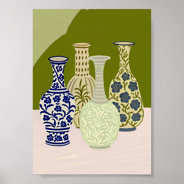 Boho Ceramic Vase Collection Art Poster Five  (Frente)