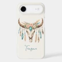 Boho Chic Aguarela Floral Caveira de Vaca