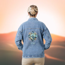 Boho Chic Aqua Teal e Blue Mandala com Iniciais