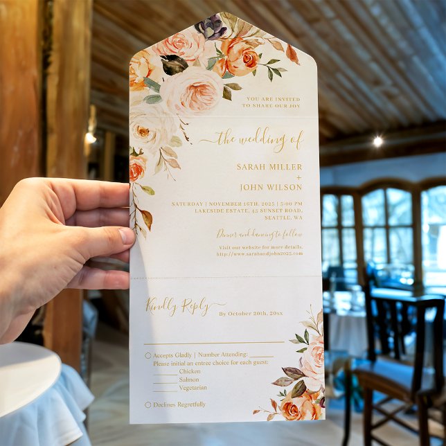 Boho Chic Autumn Dourado Deixa Casamento Floral (Criador carregado)