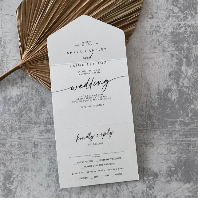 Boho Chic Black and White Meal Choice Casamento RS (Criador carregado)