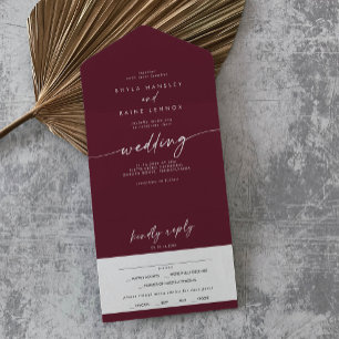 Boho Chic Burgundy Red Meal Choice Casamento RSVP
