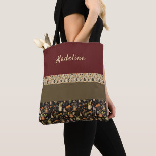 Boho Chic Cranberry & Green Tote Bag