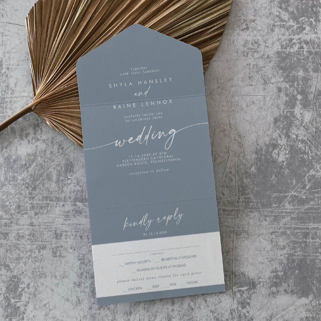 Boho Chic Dusty Blue Meal Choice Casamento RSVP (Criador carregado)