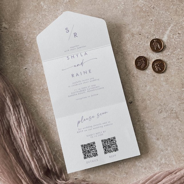 Boho Chic Dusty Purple Código QR Duplo Casamento (Criador carregado)