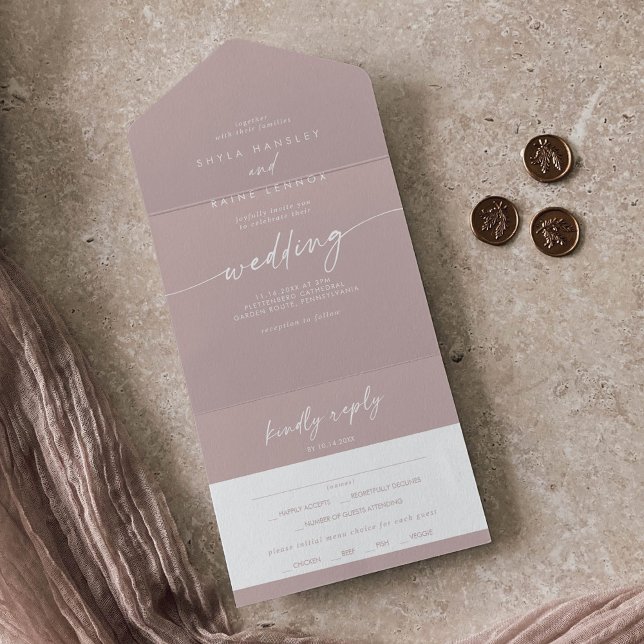 Boho Chic Dusty Rosa Pink Meal Choice Casamento RS (Criador carregado)