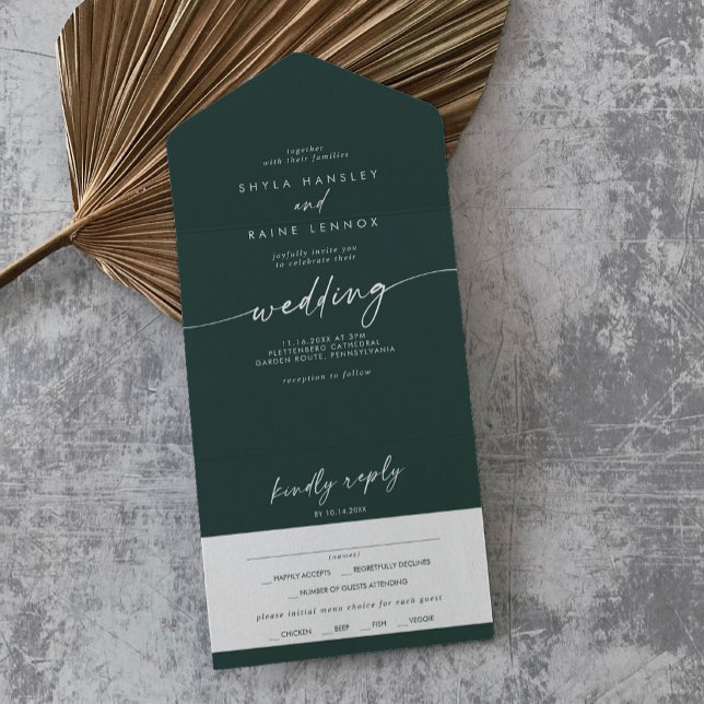 Boho Chic Emerald Green Meal Choice Casamento RSVP (Criador carregado)