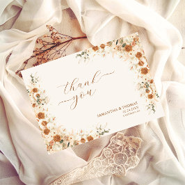 Boho Chic Floral Pampas Grass Casamento Obrigado