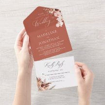 Boho Chic Floral Watercolor Terracotta Casamento
