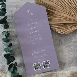 Boho Chic Lavanda Roxo Casamento Código QR Duplo