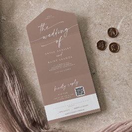 Boho Chic Neutral Taupe QR Code Mail Em Casamento