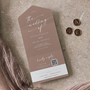 Boho Chic Neutral Taupe QR Code Mail Em Casamento