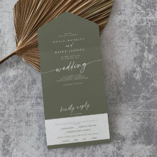 Boho Chic Olive Green Meal Choice Casamento RSVP