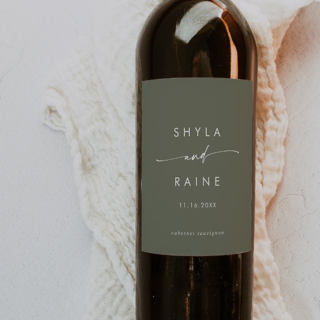 Boho Chic Olive Green - Rótulos de Vinho de Casame (Criador carregado)