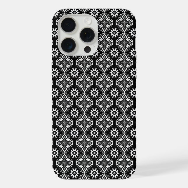 Boho Chic Padrão Floral Preto e Branco (Verso)