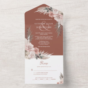 Boho Chic Pampas Grass Terracotta Casamento Floral