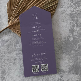Boho Chic Plum Purple Código QR Duplo Casamento