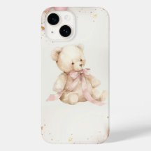 Boho Chic Rosa Pastel e Urso de Pelúcia Marrom