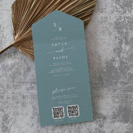 Boho Chic Seafoam Teal Dual Código QR Casamento