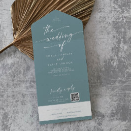 Boho Chic Seafoam Teal QR Code Mail Em Casamento