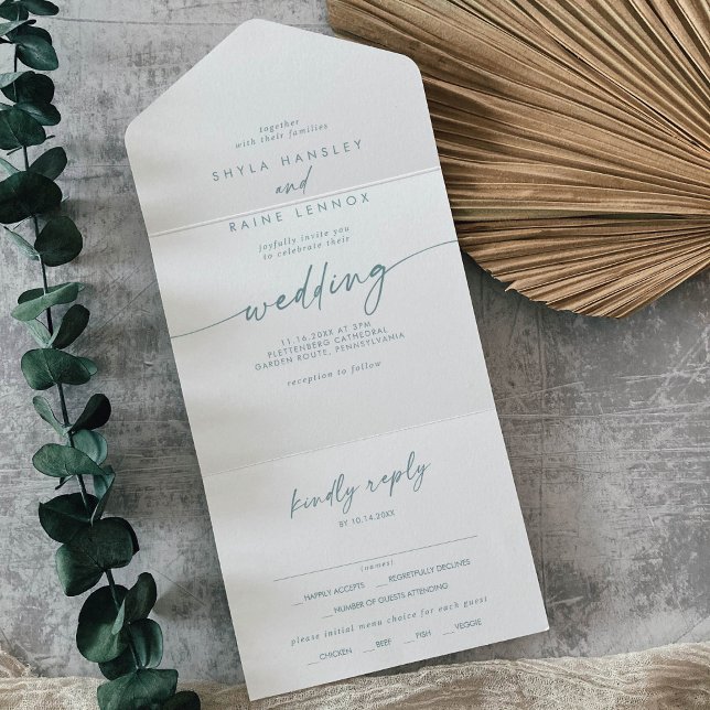 Boho Chic Teal and White Meal Choice Casamento RSV (Criador carregado)