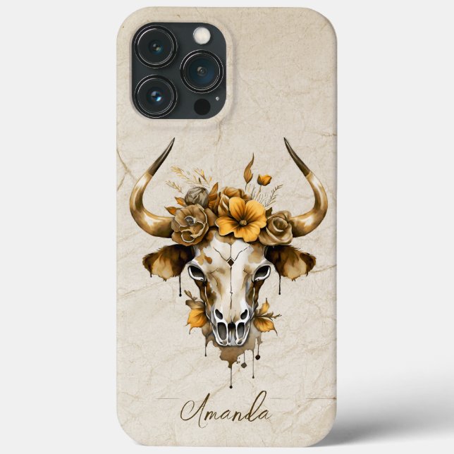 Boho Chic Watercolor Vaca Floral (Verso)