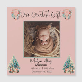 Boho Christmas Baby Stats Birth Announing