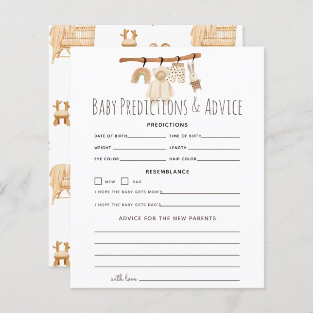 Boho Clothesline Baby Predictions & Advice (Frente/Verso)