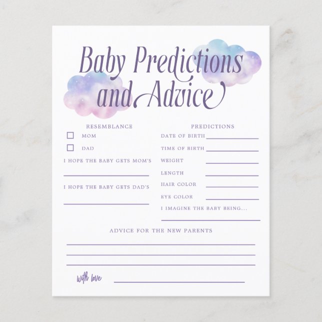 Boho Cloud Girl Predictions & Advice Card (Frente)