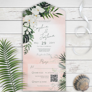 Boho Código QR de Blush Tropical em Um Único Convi