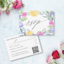 Boho Colorido Floral Aquarela Casamento RSVP