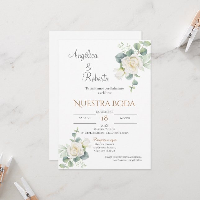 Boho - Convite De Casamento Espanhol (Frente/Verso In Situ)