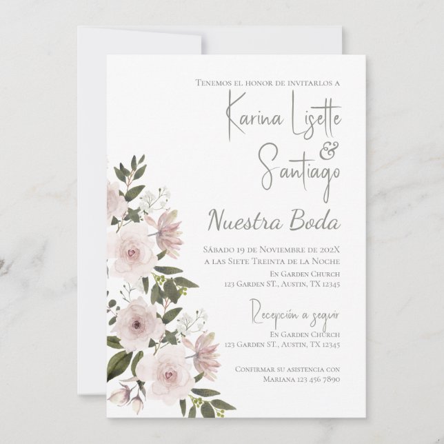 Boho - Convite De Casamento Espanhol (Frente)