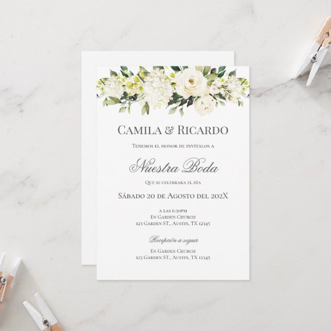 Boho - Convite De Casamento Espanhol (Frente/Verso In Situ)