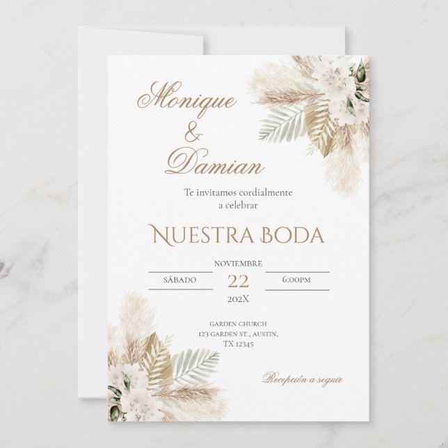 Boho - Convite De Casamento Espanhol (Frente)