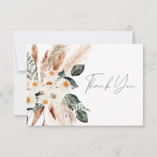 Boho Copper Pampas Grass Cartões de agradecimento