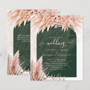 Boho Coral Pampas Grass Casamento Verde