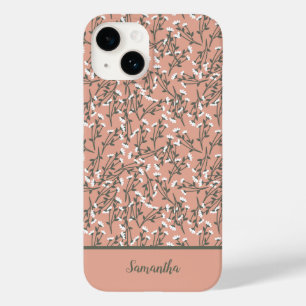 Boho Coral Rosa Verde Branco Floral Monogramado 