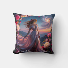 Boho Cosmic Bloom Almofadas Azuis Mulheres Sereno