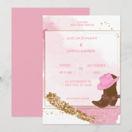 Boho Cowboy Boots Convite para Casamento Ocidental