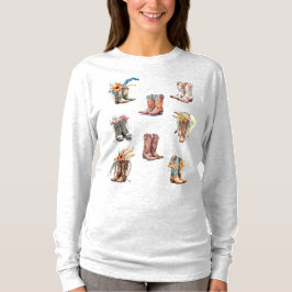Boho CowGirl Boots T-shirt de manga longa