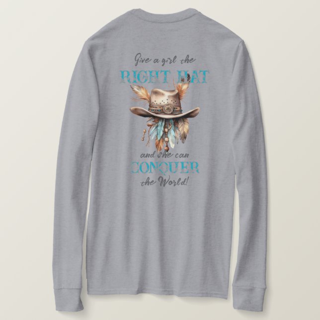 Boho Cowgirl Hat Long Sleeve T-shirt (Verso do Design)