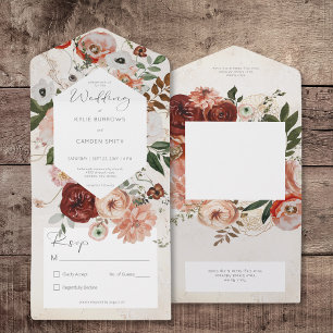 Boho Cream Burgundy Fall Floral No Janta