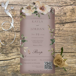 Boho Cream Rosas Brown QR Code
